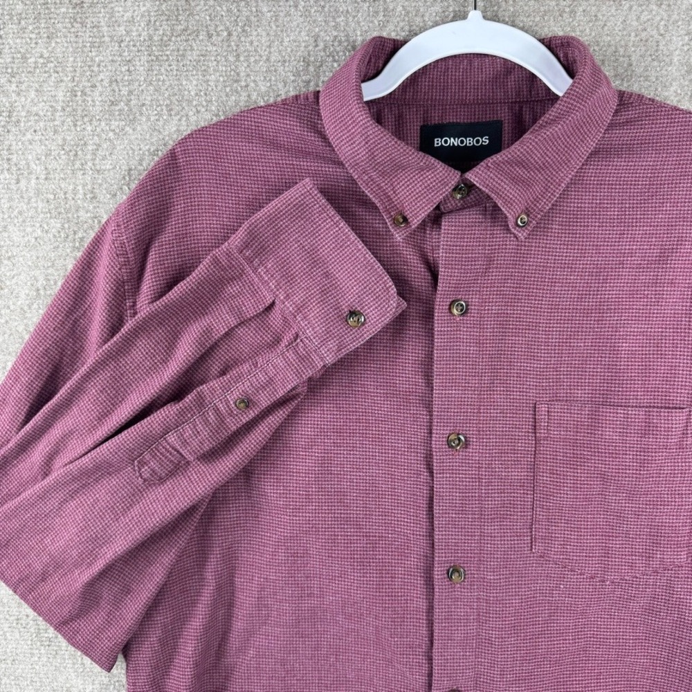 Bonobos Herringbone Standard Fit Flannel Shirt Large Button Down Preppy Academia